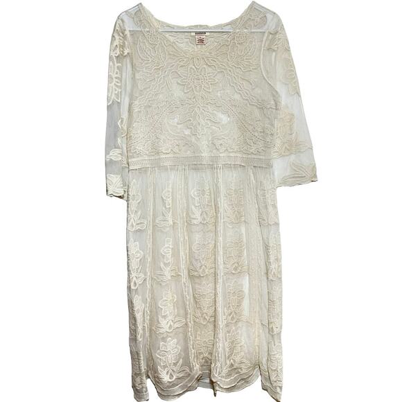 Sundance Lace Dress Shift Embroidered Floral Pattern Elbow Sleeve White Small - Picture 1 of 5